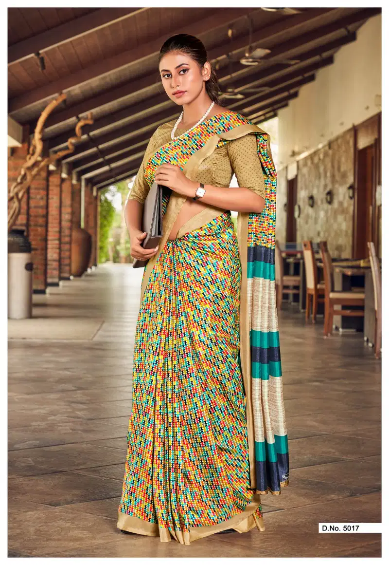 Malgudi Silk Uniform Printed Designer Wholesale Sarees For Bussiness
